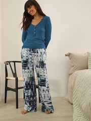Blue Tie Dye Ribbed Long Sleeve Pyjamas - Image 1 of 4