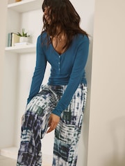 Blue Tie Dye Ribbed Long Sleeve Pyjamas - Image 2 of 4