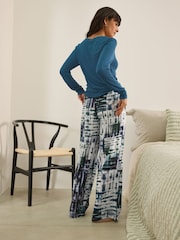 Blue Tie Dye Ribbed Long Sleeve Pyjamas - Image 3 of 4