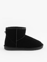 Black Luxury Faux Fur Lined Suede Slipper Boots - Image 2 of 7