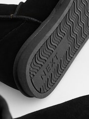 Black Luxury Faux Fur Lined Suede Slipper Boots - Image 4 of 7