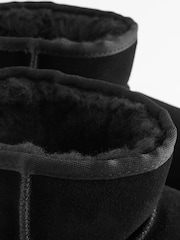 Black Luxury Faux Fur Lined Suede Slipper Boots - Image 6 of 7