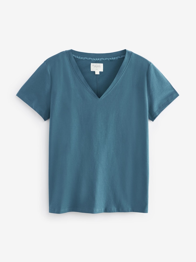 Chambray Blue Geo 100% Cotton Short Sleeve Pyjamas - Image 8 of 10
