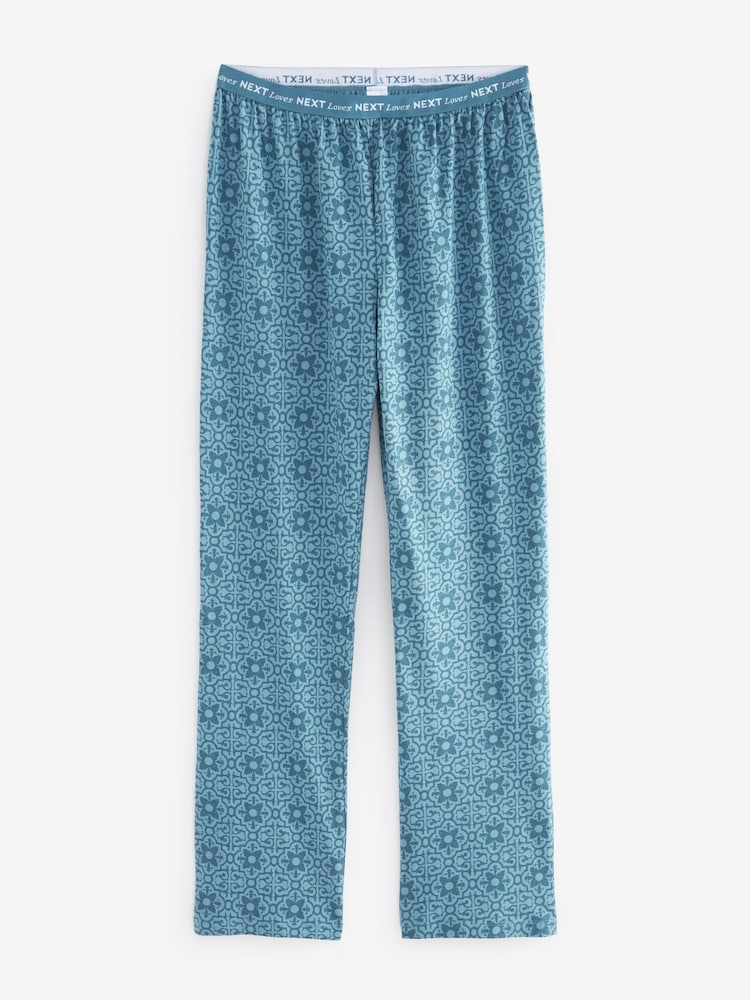 Chambray Blue Geo 100% Cotton Short Sleeve Pyjamas - Image 9 of 10