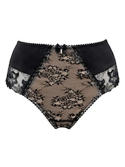 Pour Moi Black High Waist Sofia Embroidered Lace Bikini Briefs - Image 2 of 4