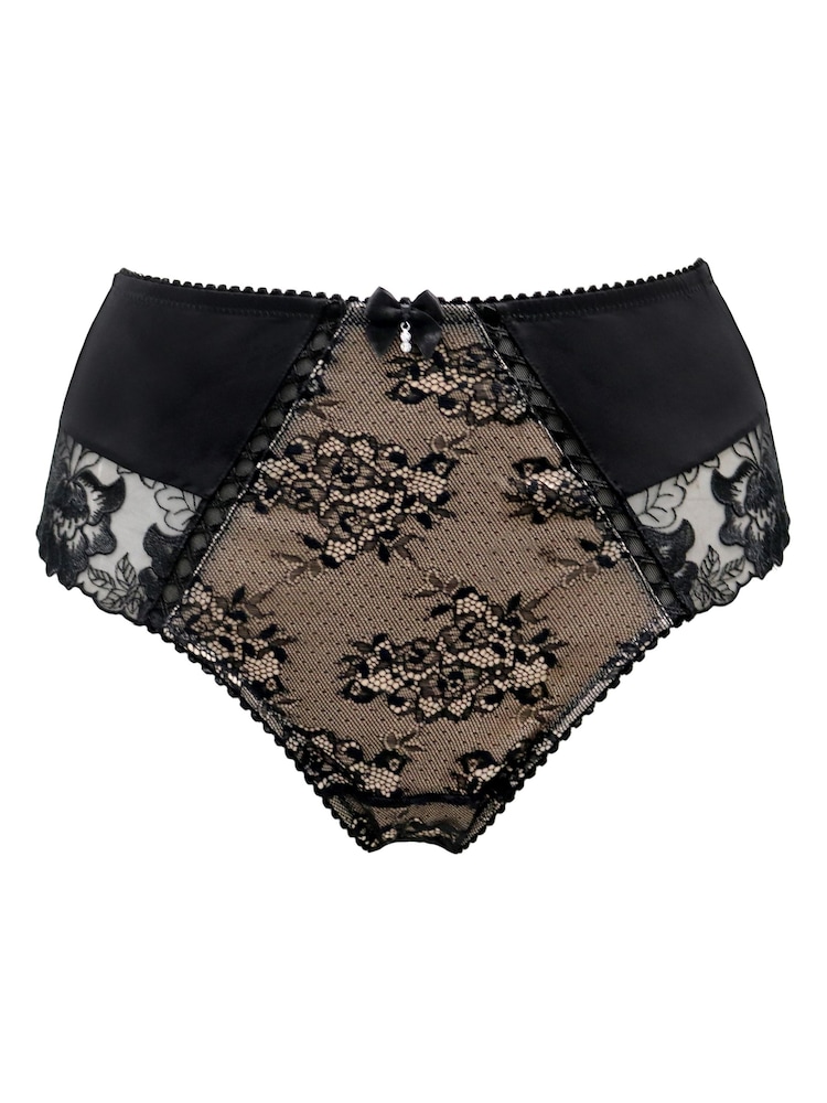 Pour Moi Black High Waist Sofia Embroidered Lace Bikini Briefs - Image 2 of 4
