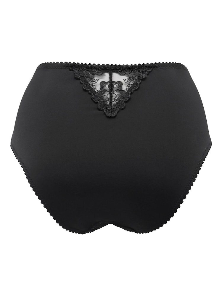 Pour Moi Black High Waist Sofia Embroidered Lace Bikini Briefs - Image 4 of 4