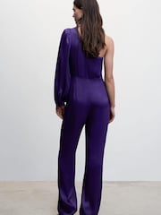 Mango Purple Asymmetrical Satin Jumpsuit - Image 2 of 6
