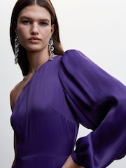 Mango Purple Asymmetrical Satin Jumpsuit - Image 4 of 6