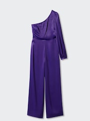 Mango Purple Asymmetrical Satin Jumpsuit - Image 5 of 6