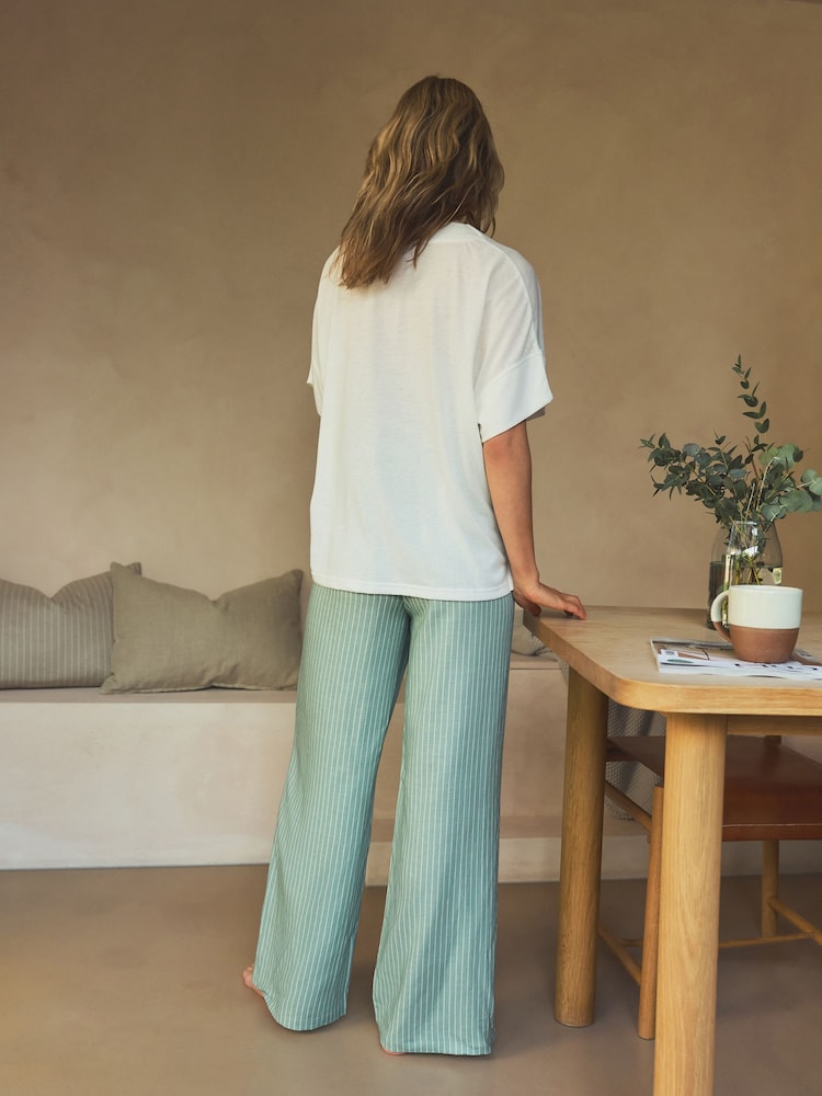 Sage zelena - perilo; platnen Blend črtast; progast kratek rokav; s kratkimi rokavi Pyjamas - Slika 2 iz 9 Sage zelena - perilo; platnen Blend črtast; progast kratek rokav; s kratkimi rokavi Pyjamas - Slika 2 iz 9