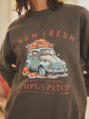 Khaki 100% Cotton Pumpkin Sweatshirt and Flannel Pyjamas - Image 5 of 5