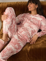 Pink Toile 100% Cotton Long Sleeve Pyjamas - Image 1 of 9