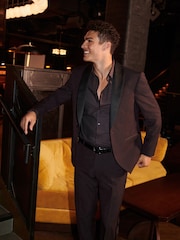 Burgundy Red Regular Tuxedo Suit Jacket - Image 6 of 17