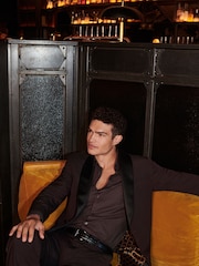 Burgundy Red Regular Tuxedo Suit Jacket - Image 8 of 17