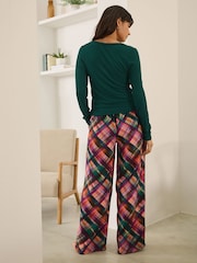 Green Check Ribbed Long Sleeve Pyjamas - Image 2 of 9