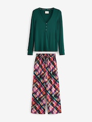 Green Check Ribbed Long Sleeve Pyjamas - Image 6 of 9