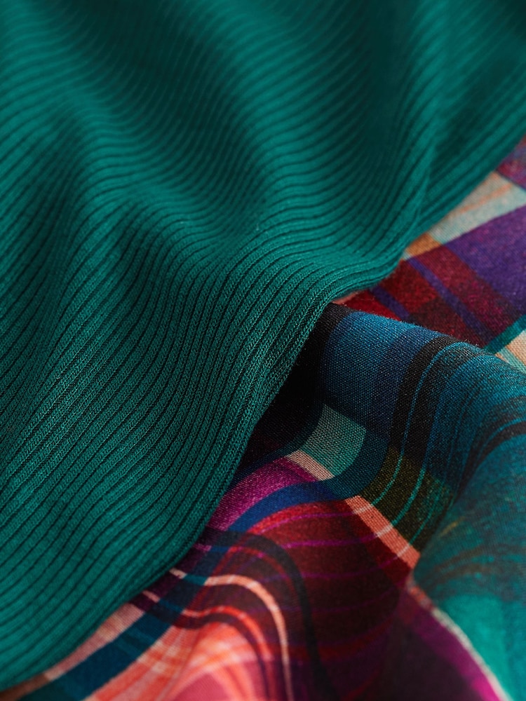 Green Check Ribbed Long Sleeve Pyjamas - Image 9 of 9