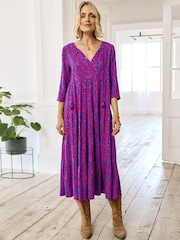 Aspiga Blue Emma Light Weight EcoVero™ Midi Dress - Image 1 of 4