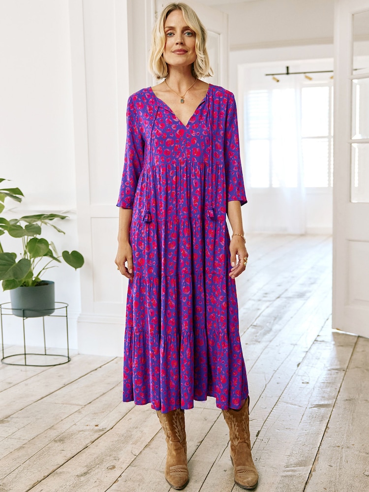 Aspiga Blue Emma Light Weight EcoVero™ Midi Dress - Image 1 of 4