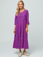 Aspiga Blue Emma Light Weight EcoVero™ Midi Dress - Image 3 of 4
