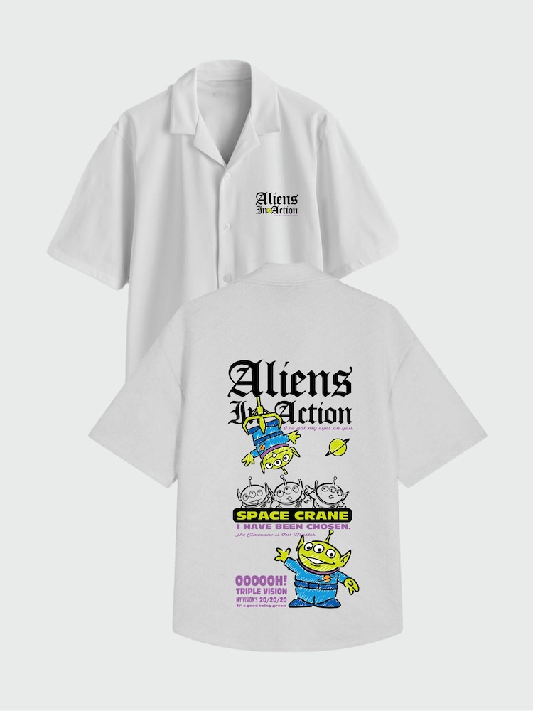Brands In White Disney Toy Story Aliens In Action Shirt - Image 1 of 3 Brands In White Disney Toy Story Aliens In Action Shirt - Image 1 of 3