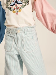 Joules Georgia Blue Striped Wide Leg Trousers - Image 9 of 9