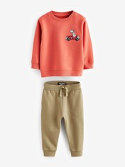 Orange Embroidered Character Sweatshirt and Joggers Set (3mths-7yrs) - Image 3 of 5