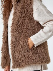 Roman Brown Chrome Faux Fur Fluffy Gilet - Image 5 of 5