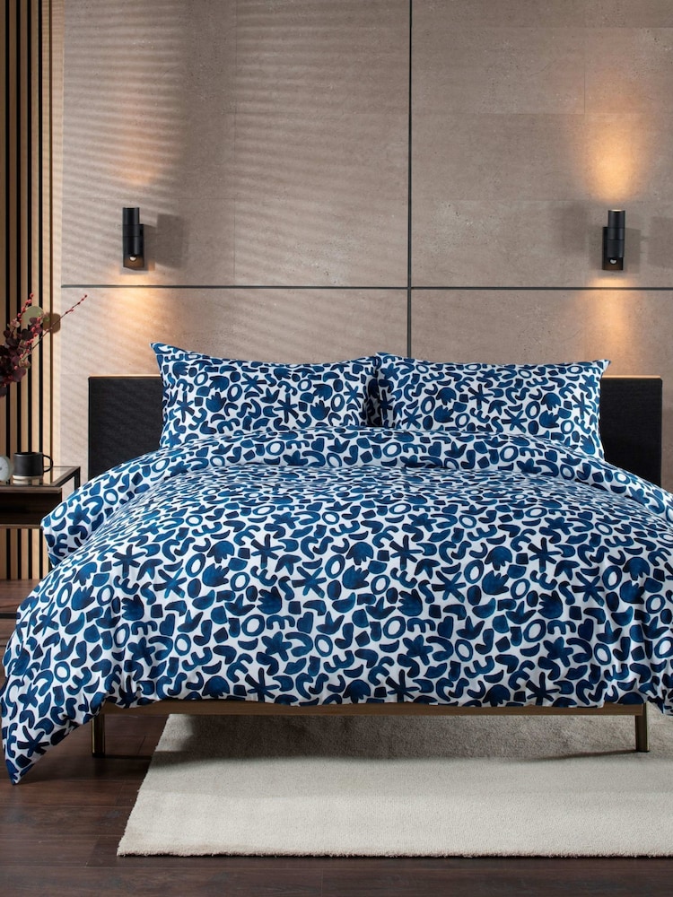 Deyongs Blue Abstract Shapes Duvet Cover and Pillowcase Set - Image 1 of 4 Deyongs Blue Abstract Shapes Duvet Cover and Pillowcase Set - Image 1 of 4