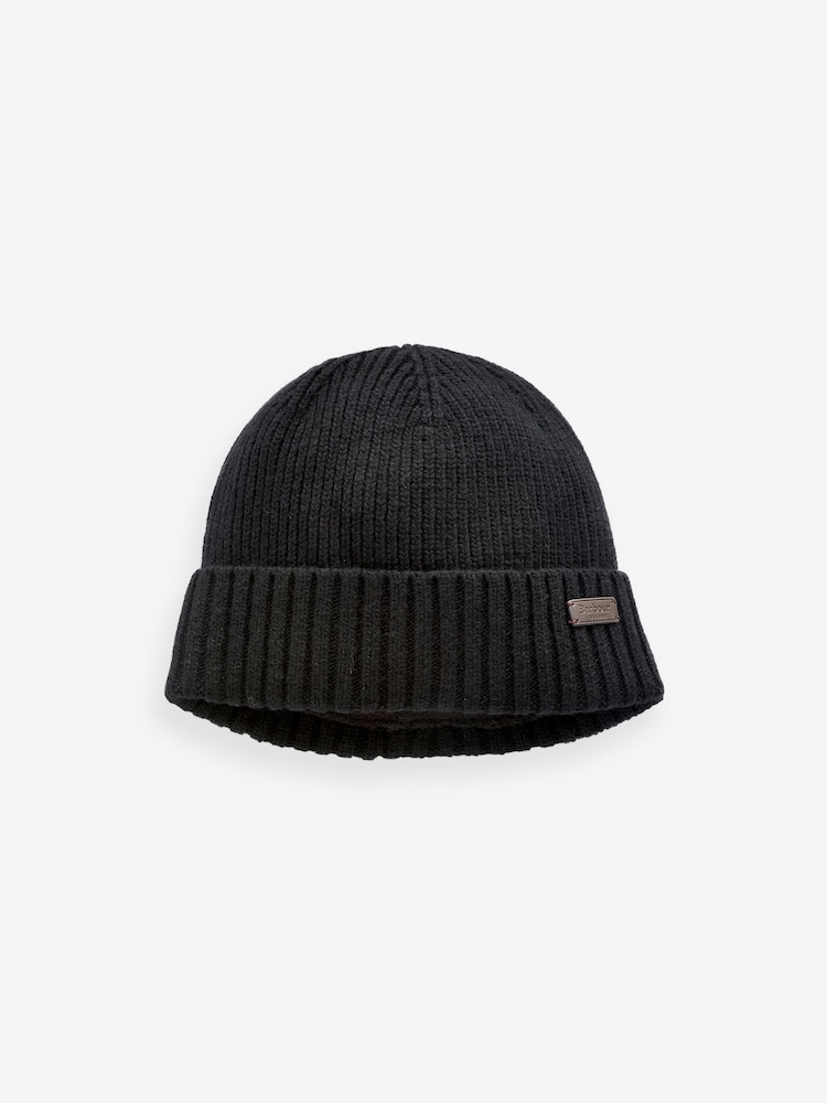 Barbour® Black Carlton Knitted Fleece Lined Beanie Hat - Image 1 of 3 Barbour® Black Carlton Knitted Fleece Lined Beanie Hat - Image 1 of 3