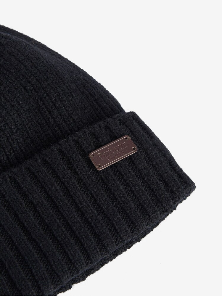 Barbour® Black Carlton Knitted Fleece Lined Beanie Hat - Image 2 of 3 Barbour® Black Carlton Knitted Fleece Lined Beanie Hat - Image 2 of 3