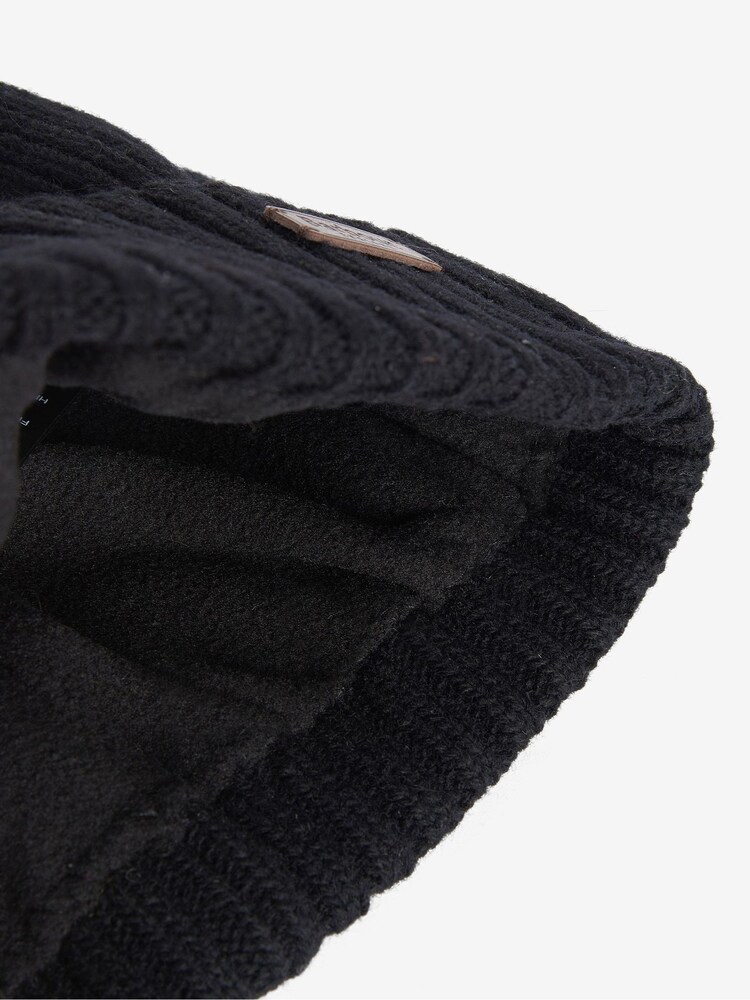 Barbour® Black Carlton Knitted Fleece Lined Beanie Hat - Image 3 of 3 Barbour® Black Carlton Knitted Fleece Lined Beanie Hat - Image 3 of 3