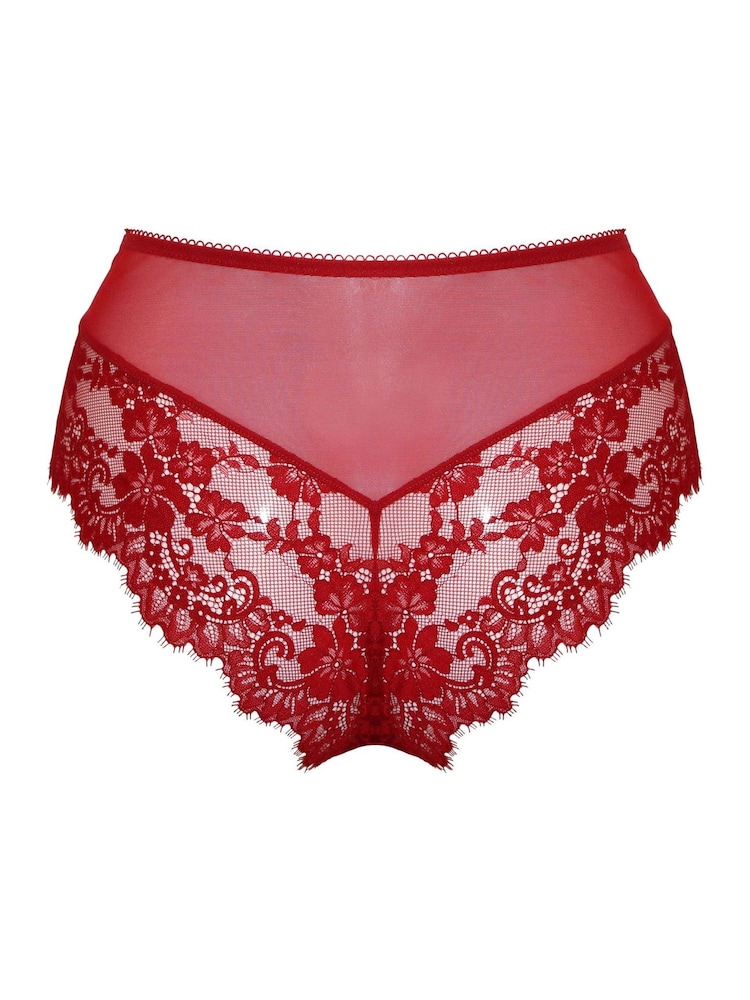 Pour Moi Red High Waist Etoile Lace Knickers - Image 4 of 4 Pour Moi Red High Waist Etoile Lace Knickers - Image 4 of 4
