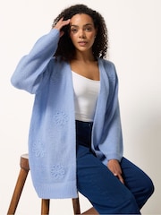 M&Co Blue Flower Embroidered Knitted Cardigan - Image 1 of 5