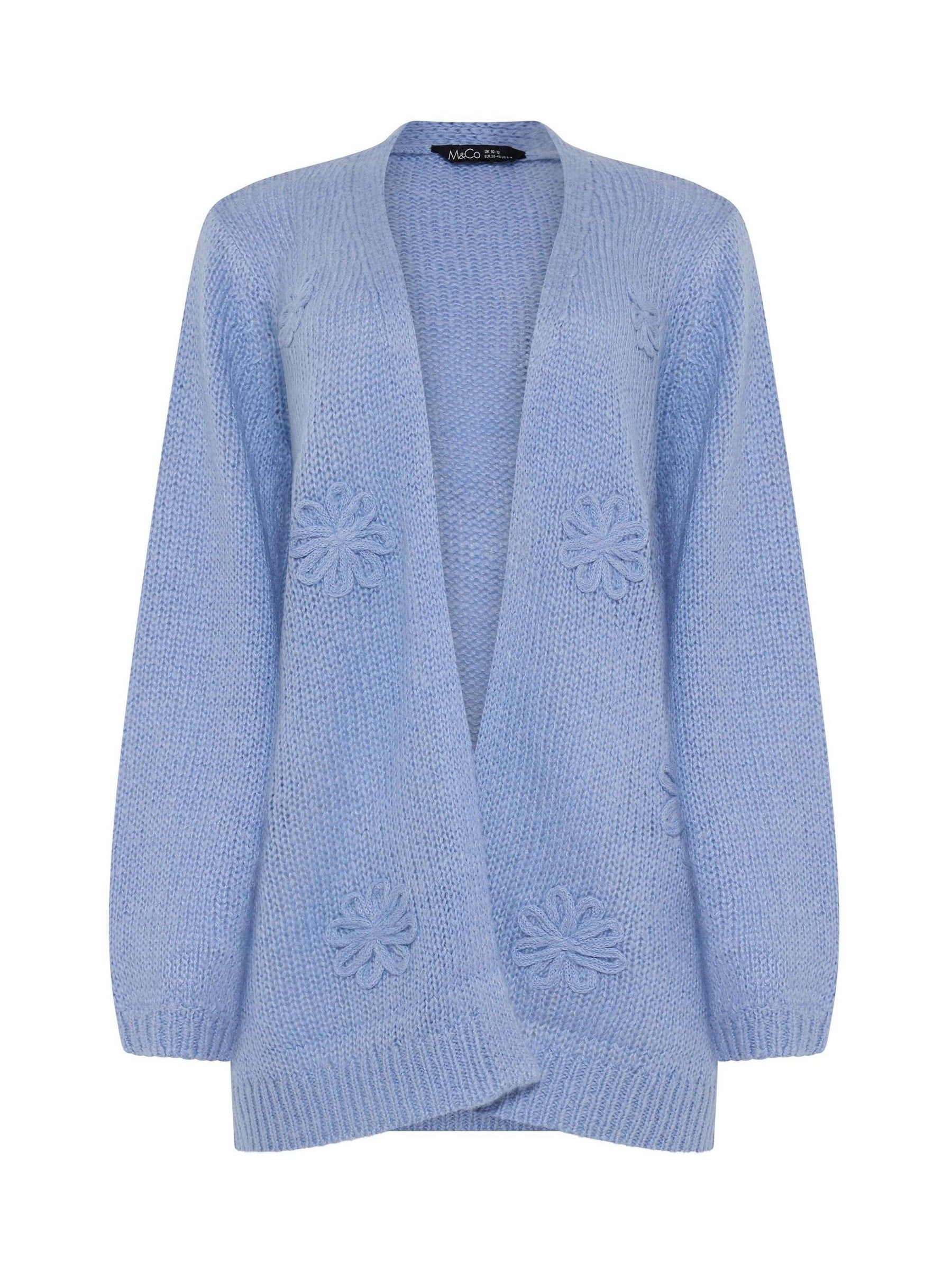 Buy M&Co Blue Flower Embroidered Knitted Cardigan from Next USA