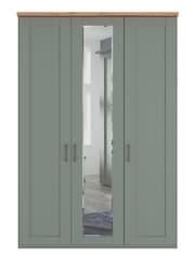 Wiemann Sage Green Truro Triple Wood and Mirror Semi Fitted Wardrobe - Image 3 of 4