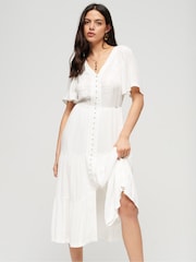 Robe mi-longue SUPERDRY brodée à volants - Image 3 of 5