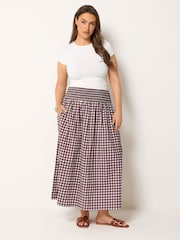 Yours Curve Red Gingham Skirt - Image 2 of 6