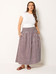 Yours Curve Red Gingham Skirt - Image 3 of 6