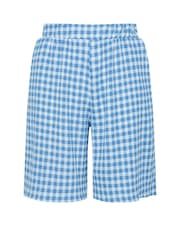 Yours Curve Blue Gingham Jersey Shorts - Image 5 of 5