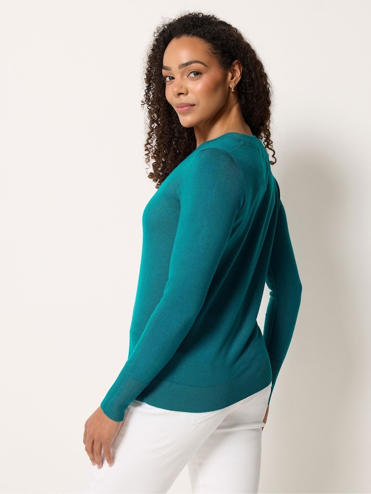 M&Co Blue V-Neck Long Sleeve Jumper - Image 2 of 5