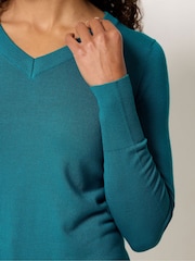 M&Co Blue V-Neck Long Sleeve Jumper - Image 4 of 5
