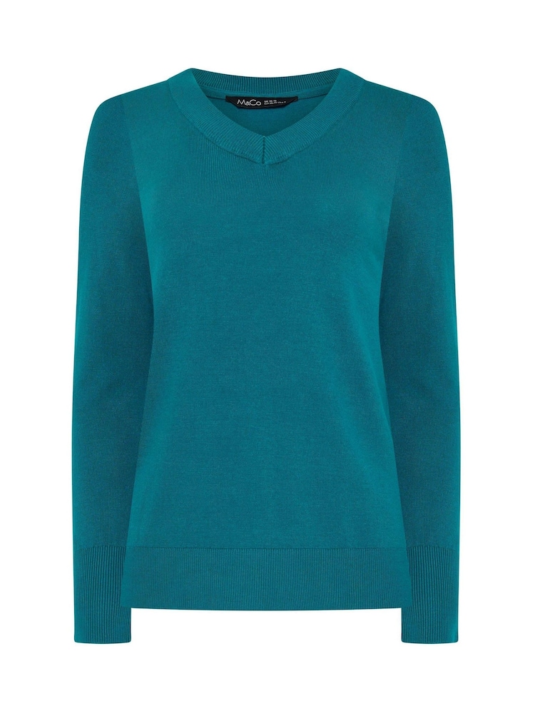 M&Co Blue V-Neck Long Sleeve Jumper - Image 5 of 5