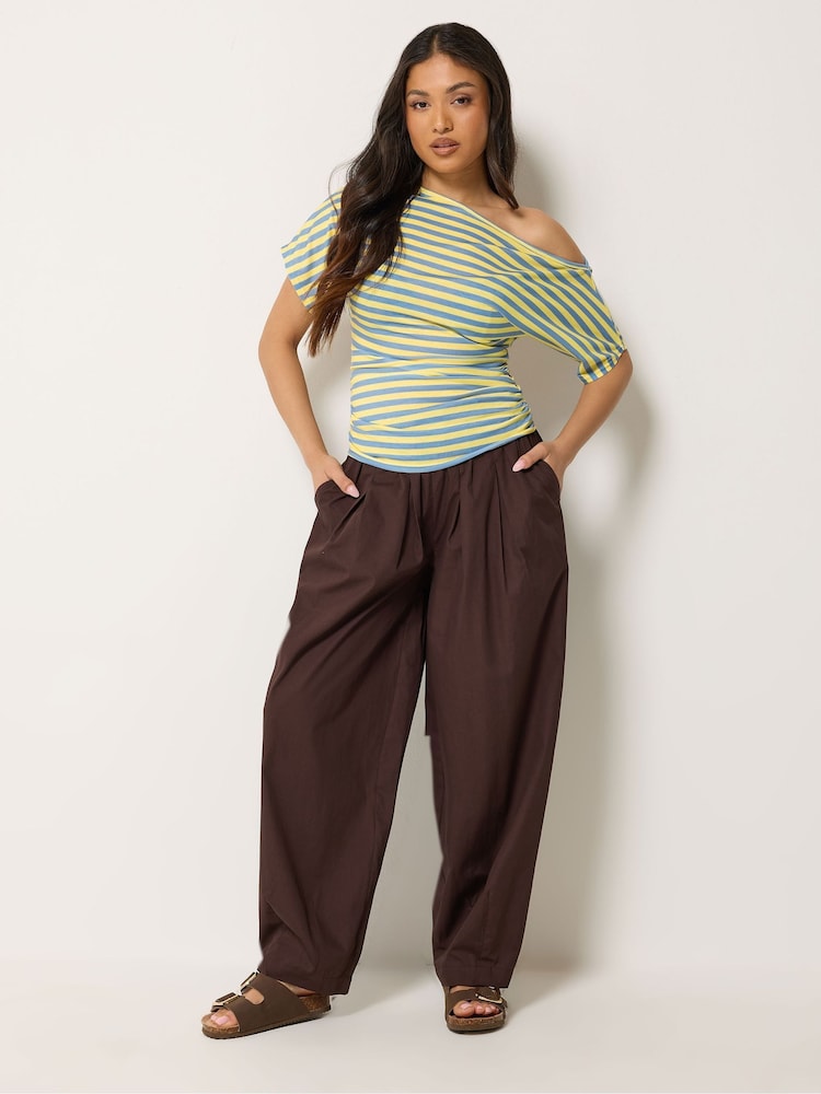 PixieGirl Petite Blue Stripe Slash Neck T-Shirt - Image 2 of 5 PixieGirl Petite Blue Stripe Slash Neck T-Shirt - Image 2 of 5