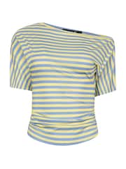 PixieGirl Petite Blue Stripe Slash Neck T-Shirt - Image 5 of 5