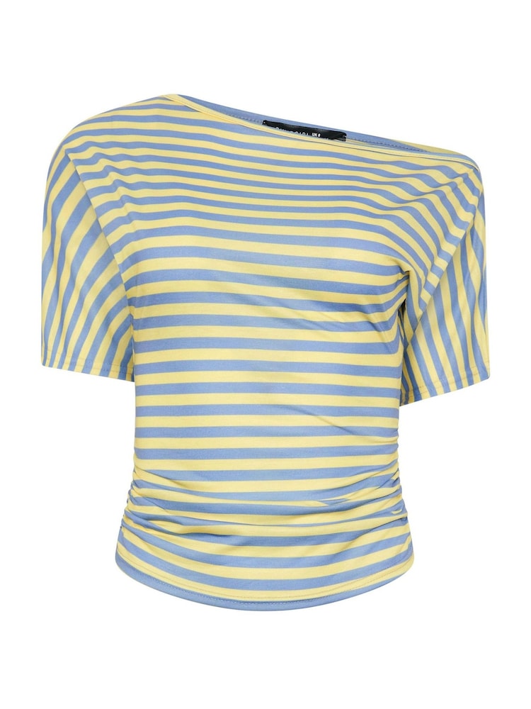 PixieGirl Petite Blue Stripe Slash Neck T-Shirt - Image 5 of 5 PixieGirl Petite Blue Stripe Slash Neck T-Shirt - Image 5 of 5