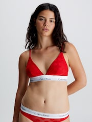 Calvin Klein Red Modern Cotton Unlined Triangle Bralette - Image 1 of 5