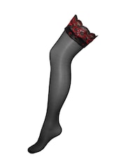 Pour Moi Black Hollywood Lace Top Denier Hold Up - Image 4 of 4