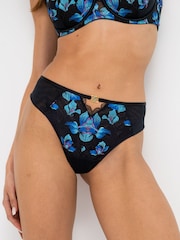 Pour Moi Blue Rhea Luxe Embroidered Mesh Back Thong - Image 2 of 4
